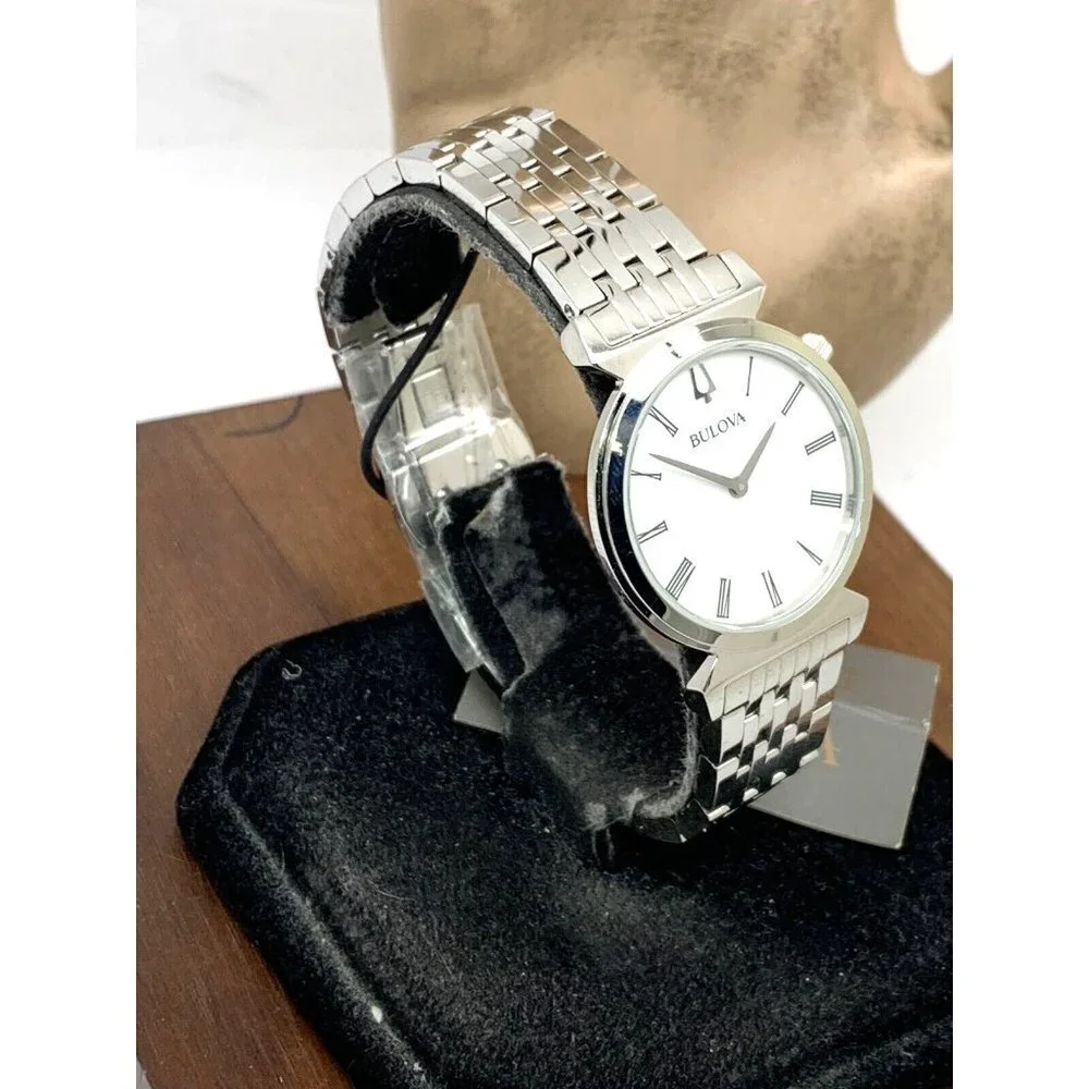 Bulova Women's Watch 96L275 Quartz White Dial Roman Numeral Stainless Steel 30mm